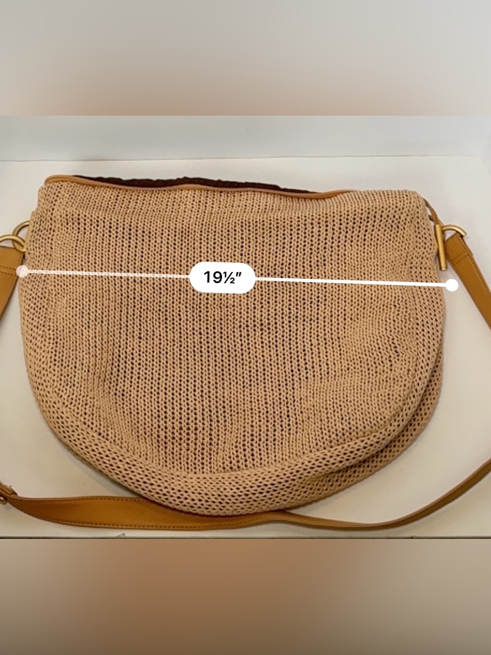 Americana by Sharif Boho Tan Woven Crochet Knit Slouchy Hobo Shoulder Bag - Picture 12 of 14